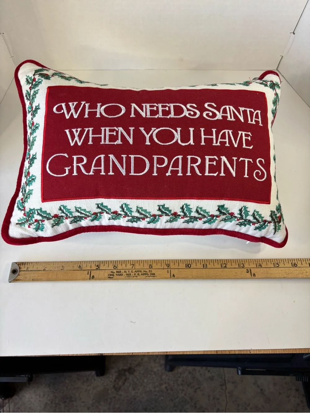 Southern Living Needlepoint Christmas Pillow NWT Grandparents Santa $59 New
